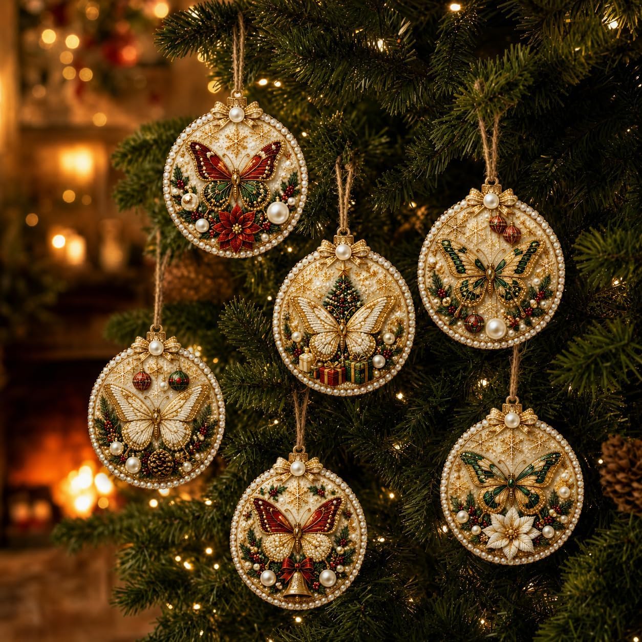 Alloyseed 6PCS Christmas Wooden 3D Pearl Diamond Painting Art Kit (#T)