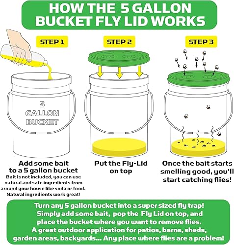 Miniatura 7 de Billy-Bob Tapa de mosca, paquete ecológico para control de moscas para interiores y exteriores, incluye 24 tapas para vasos desechables y 3 tapas