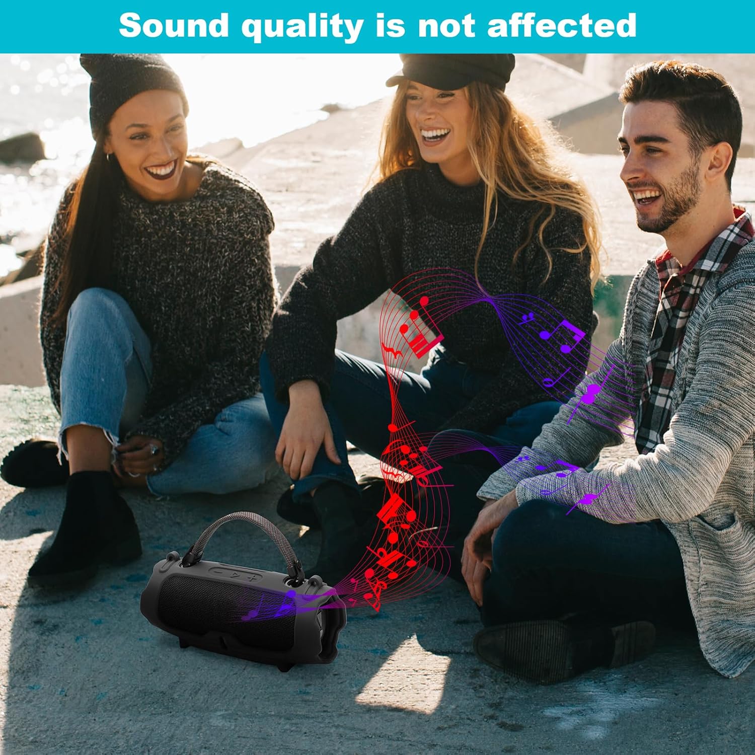 TXEsign Silicone Case Cover for JBL Charge 6- Portable Speaker, Travel Carrying Protective Cover with Adjustable Shoulder Strap Anti-Dust Charging Port Cover for Charge 6 (Black) - Image 5