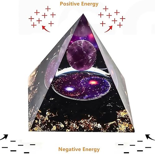 Miniatura 4 de Orgone Pyramid for Positive Energy, Orgonite Amethyst&Obsidian Healing Crystal Pyramids for Reduce Stress Chakra Reiki Healing Meditation Attracts