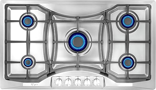 Empava Placa de Gas de 36" en Acero Inoxidable con 5 Quemadores 36XGC24, 30
