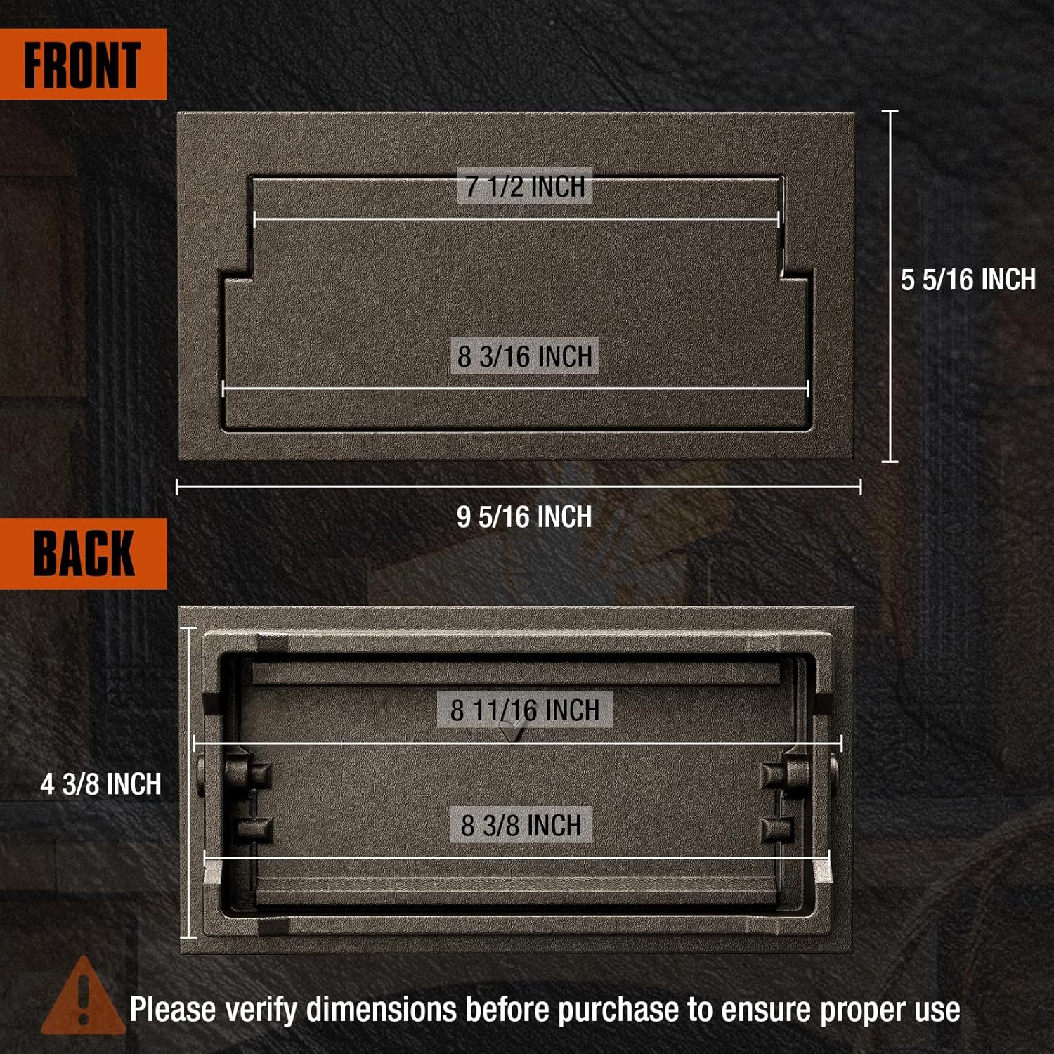 Cast Iron Fireplace Ash Dump Door, Fireplace Doors and Fireplace Cover for Easy Ash Cleanup, Ideal for Living Rooms, Bedrooms, Patios, and Public Spaces, Blackish Brown