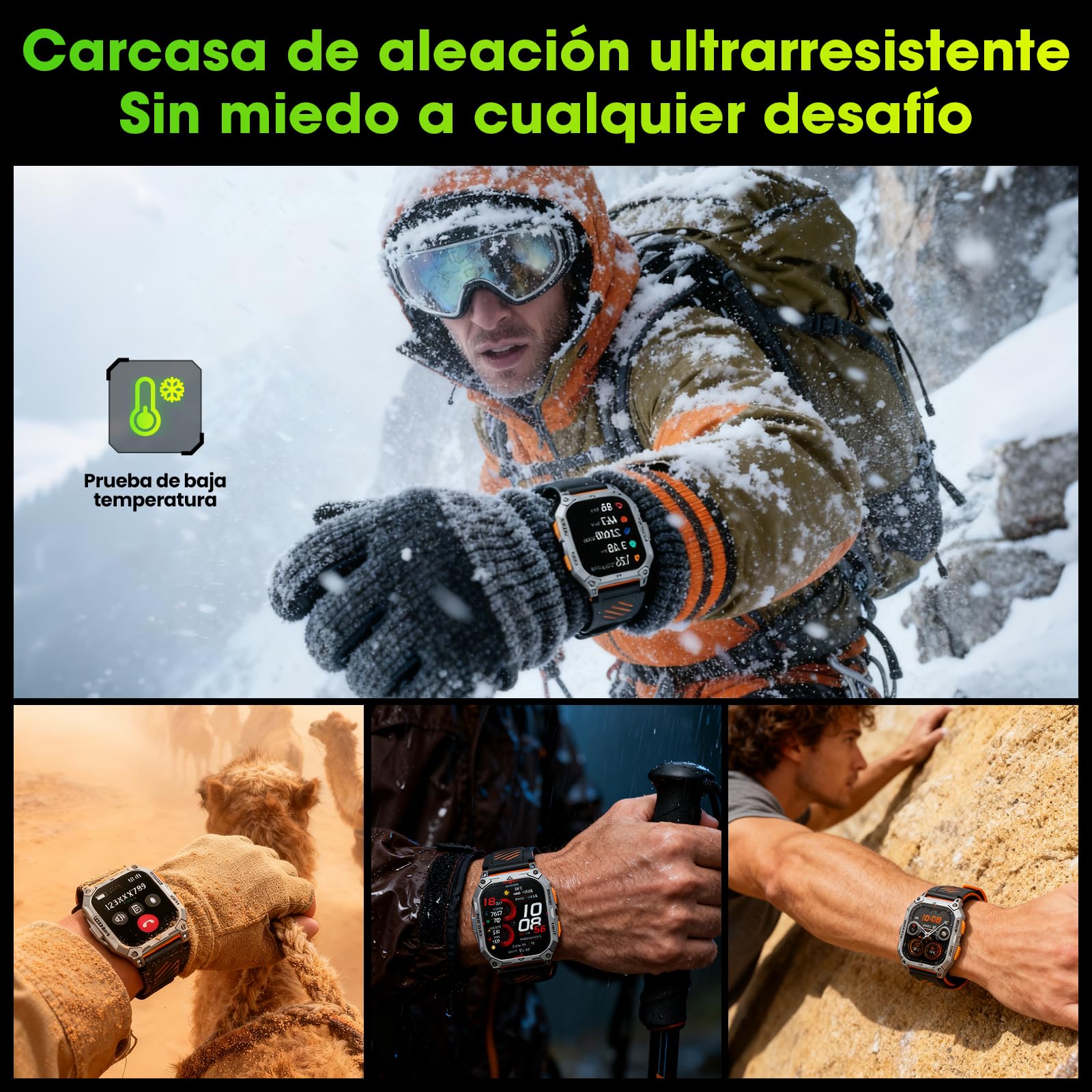 Reloj Inteligente Hombre con Linterna/1000 mAh Batería, 2.01" HD Smartwatch Militar con 110+ Modos Deportivos, Relojes Inteligentes Hombre con Bluetooth Llamadas/Monitor Sueño/Pulsómetro Android iOS