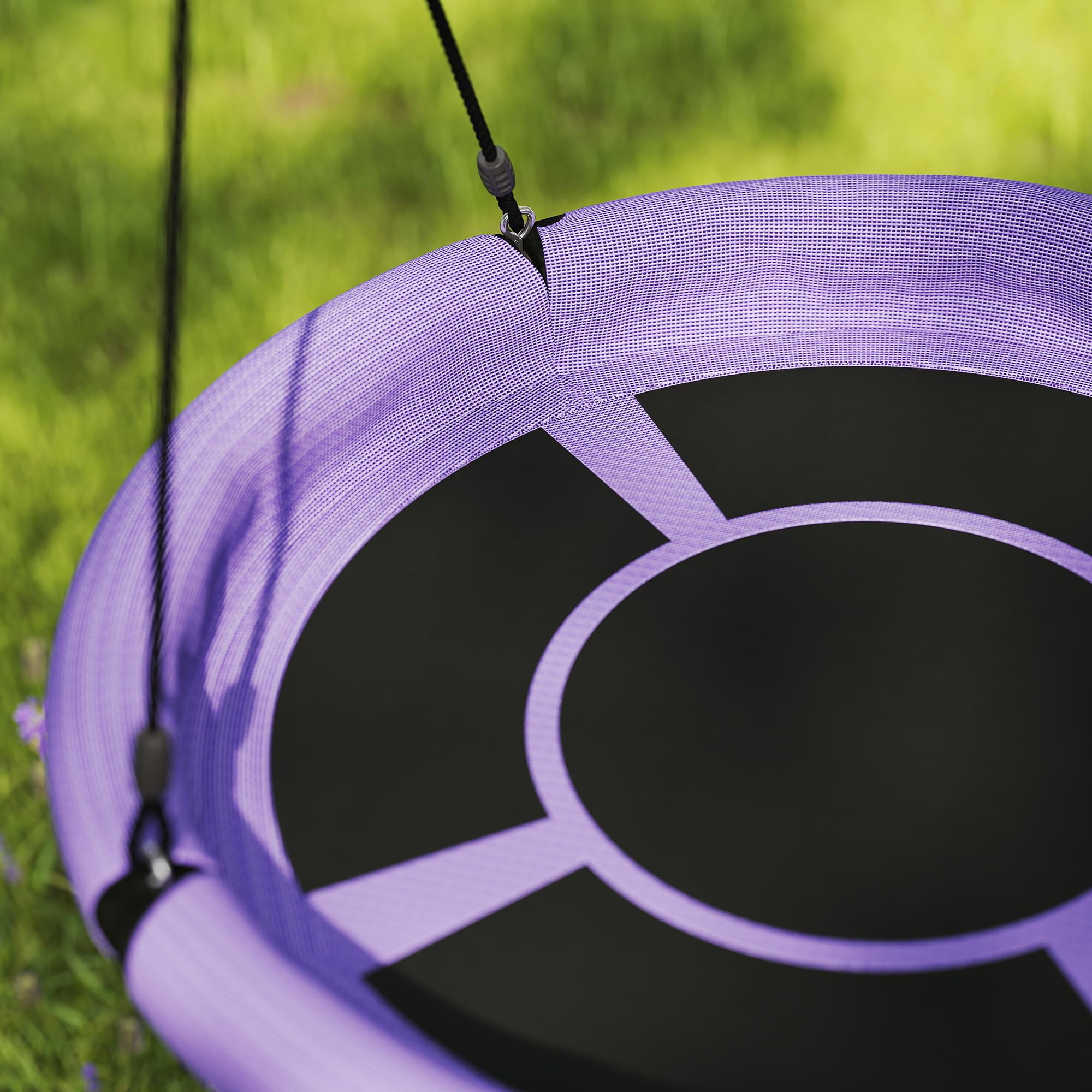 AIYAPLAY Nestschaukel Ø98 cm Höhenverstellbare bis 150 kg Lila+Schwarz | Gartenschaukel, Langlebig & Wetterfest Tellerschaukel, Hängeschaukel, Kinderschaukel, Outdoor Indoor, für Kinder Erwachsene