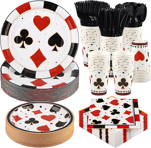 Miniatura 17 de Kochorie 400 piezas de decoraciones de fiesta de feliz cumpleaños, incluyendo platos de papel desechables, vasos, servilletas, juegos de vajilla que