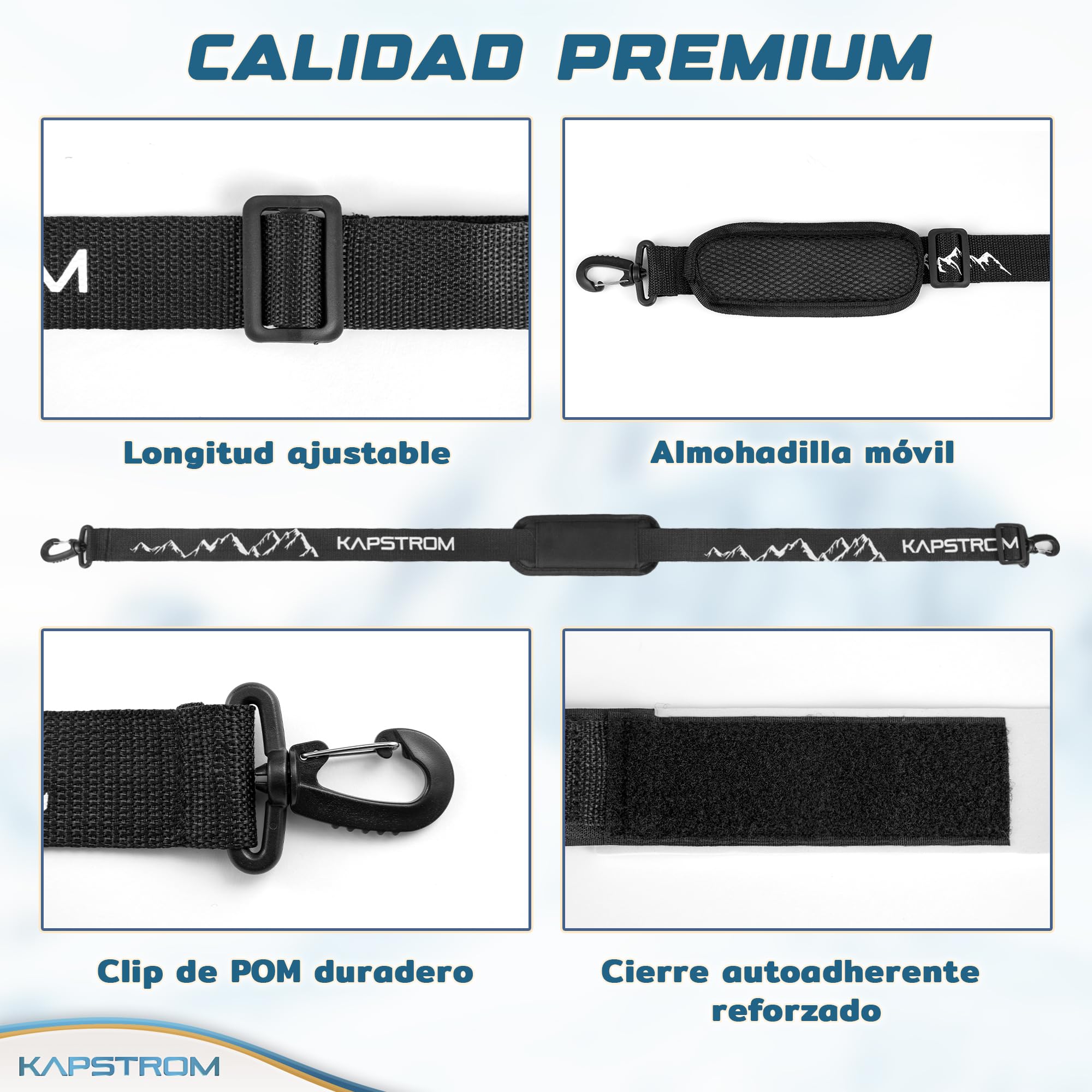Correas para esquís y portabastones Negro Ajustable Correa de Hombro Acolchada