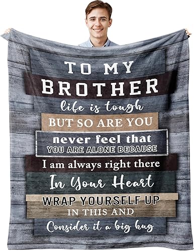 Regalos para hermano, manta de regalo para hermano, 60 x 50 pulgadas, cumpleaños para él de parte de hermana Bro, manta de regalo de cumpleaños,