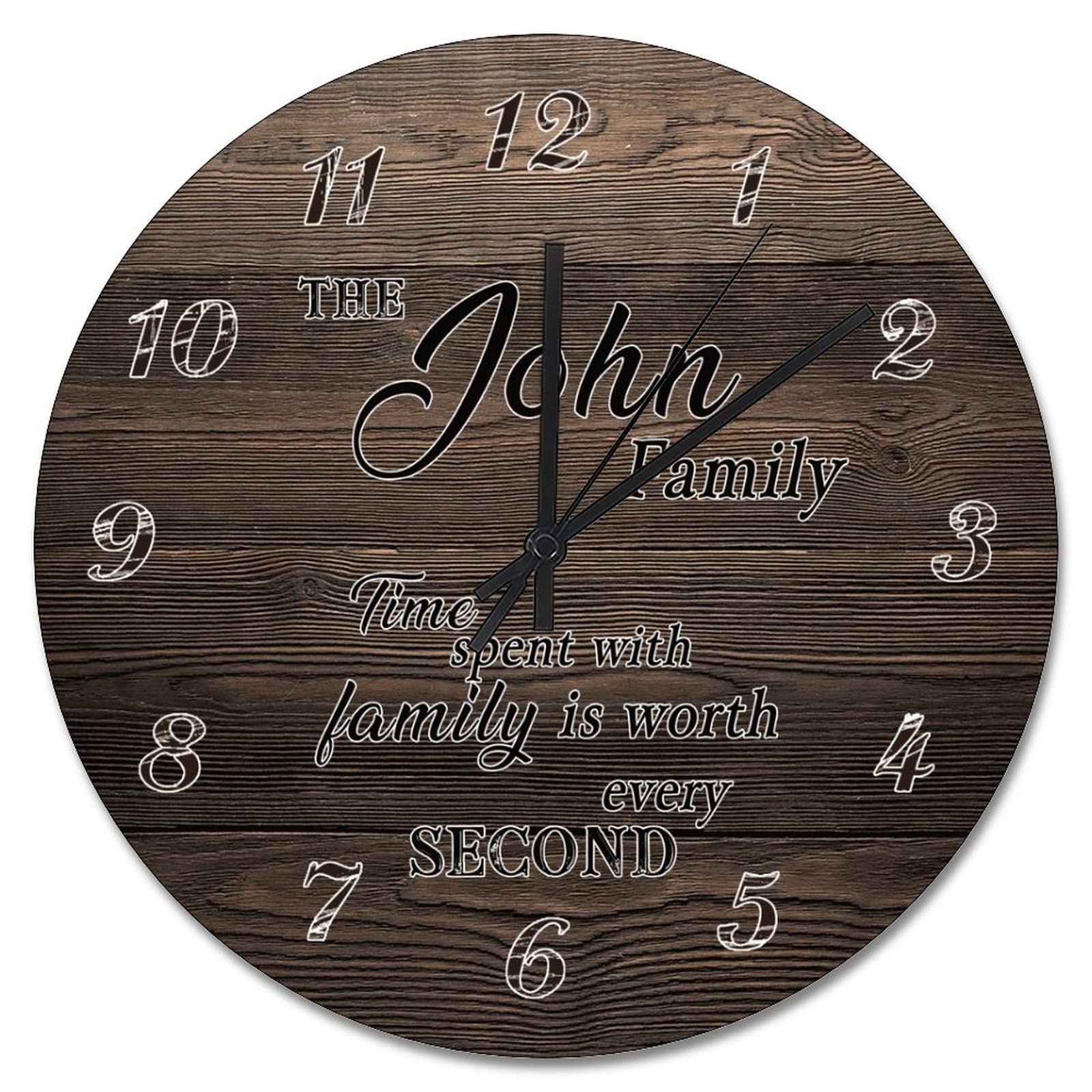 Horloge murale rustique marron dégradé de 38 cm pour cuisine