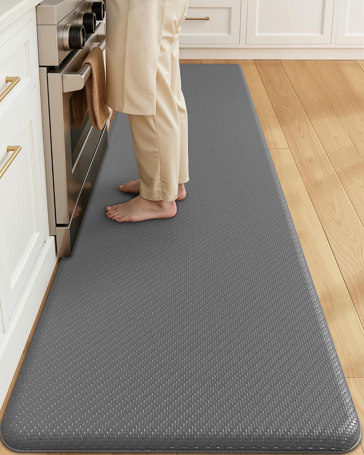 Color&Geometry 0.71" Extra Thick Anti Fatigue Cushion Kitchen Floor Mat,Easy Clean, Water & Oil Proof, Non Slip, Foam Padded Runner Rug for Front Sink,20"x 71" Grey (2.0 Version)