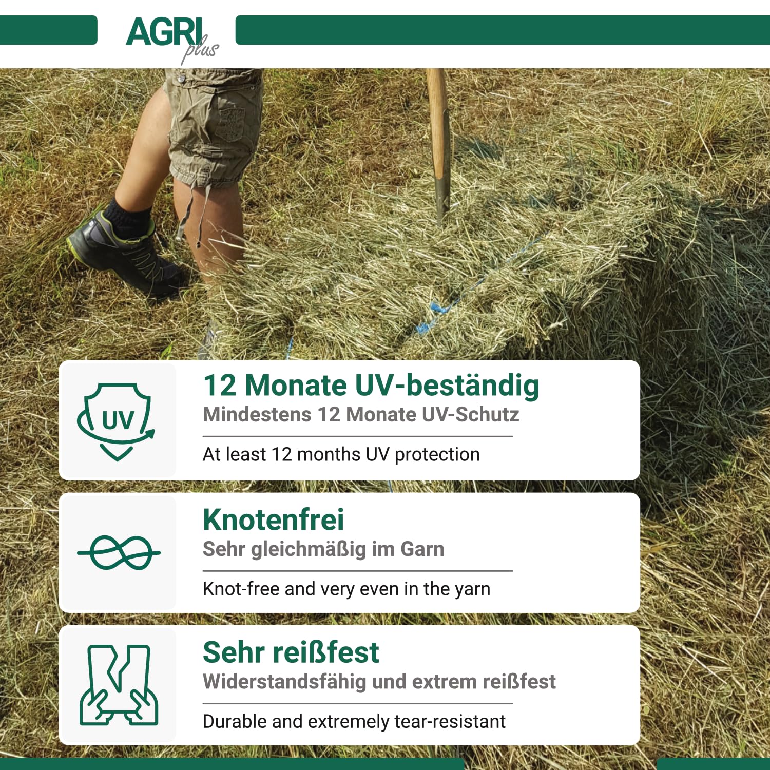 AGRIplus Lot de 2 fils à presser de 5 kg - 400 m/kg - Fil en polypropylène de qualité supérieure - Robuste, résistant aux intempéries et à la déchirure - Pour presse haute pression et balles haute