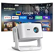 【Official Licensed Google TV】4K Smart Projector with WiFi and Bluetooth, VOPLLS Outdoor Projectors with Dolby/Auto Focus, Portable Movie Phone Wireless Gaming Wifi Proyector for Bedroom/Home/Celling