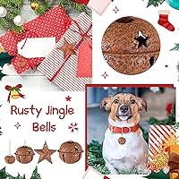 Vista 4 de Juego de 140 campanas de Navidad oxidadas, incluye 100 campanas pequeñas rústicas con 20 estrellas y 20 estrellas de metal oxidado, adorno vintage