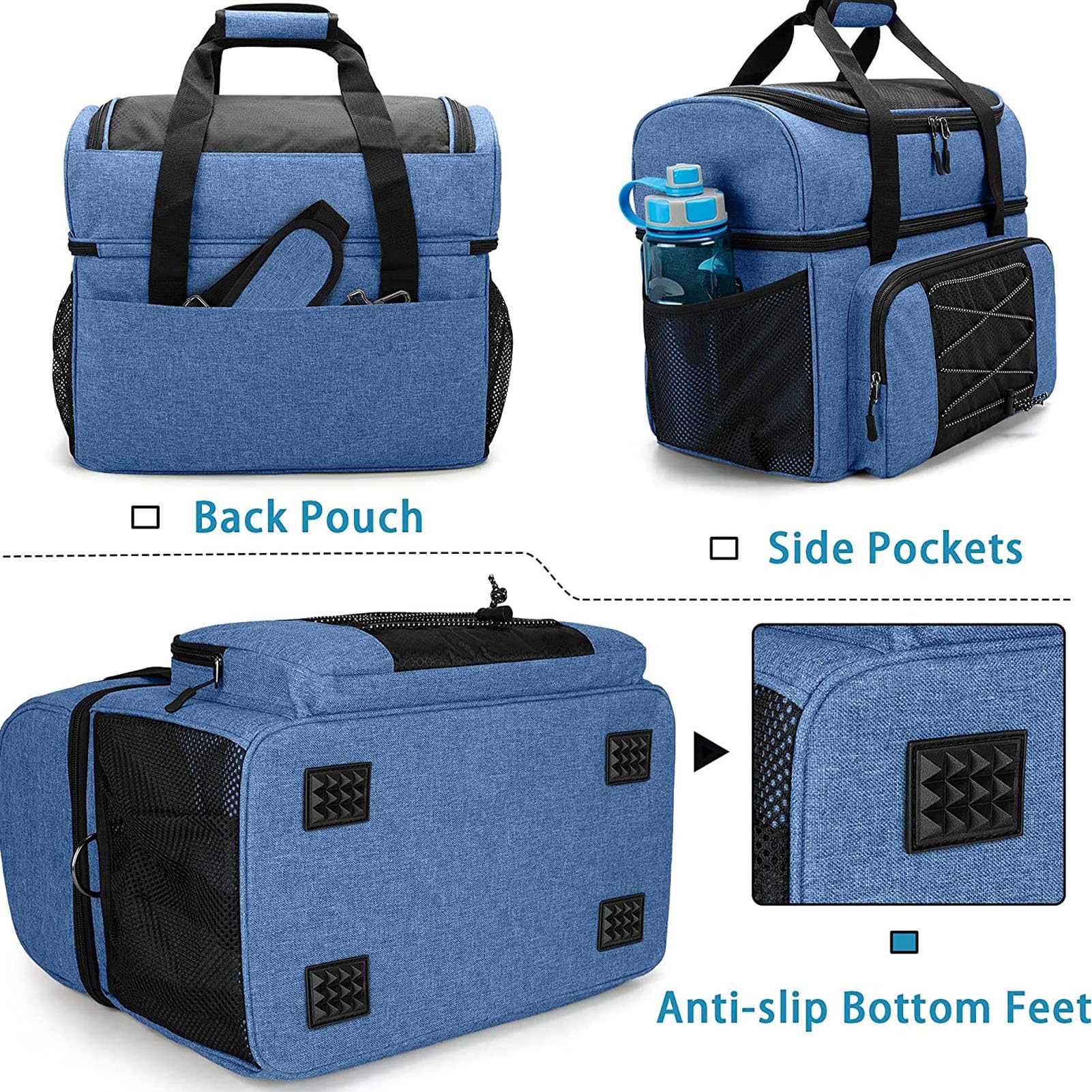 Sac de Boule de Bowling 2 balles, Sac de Bowling à Deux balles avec Support rembourré et bandoulière réglable, Accessoires de Bowling Portables en Nylon pour Chaussures jusqu'à la