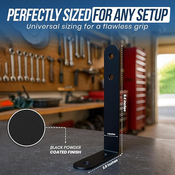 UBL Large L Shaped Mounting Bracket for LED Stick Lights & Off-Road Light Bars - Heavy-Duty Alloy Steel L-Shaped Mount - Powder-Coated Black - 6.5 Long Side, 2.5 Short Side, Two 1/4 Holes