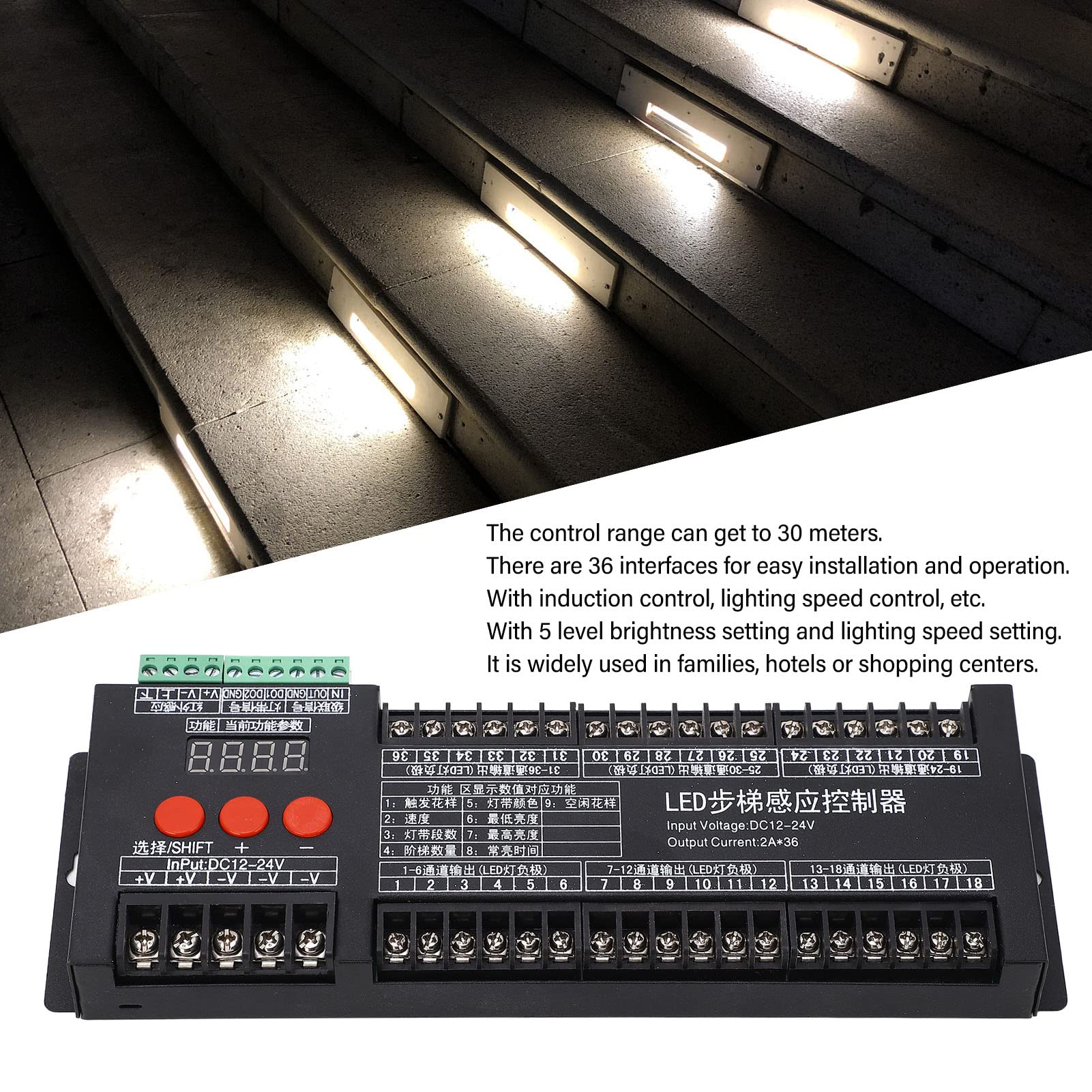 Stair Light Motion Sensor, Stairway Lighting Controller Indoor Stairs LED Lights with Motion DC 12V?24V Sensor Staircases Motion Lights for Home Stairway