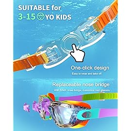 Hurdilen Kids Swim Goggles, Swimming Goggles for Kids with Nose Clip, Earplugs, Nose Bridge for Age 3-15