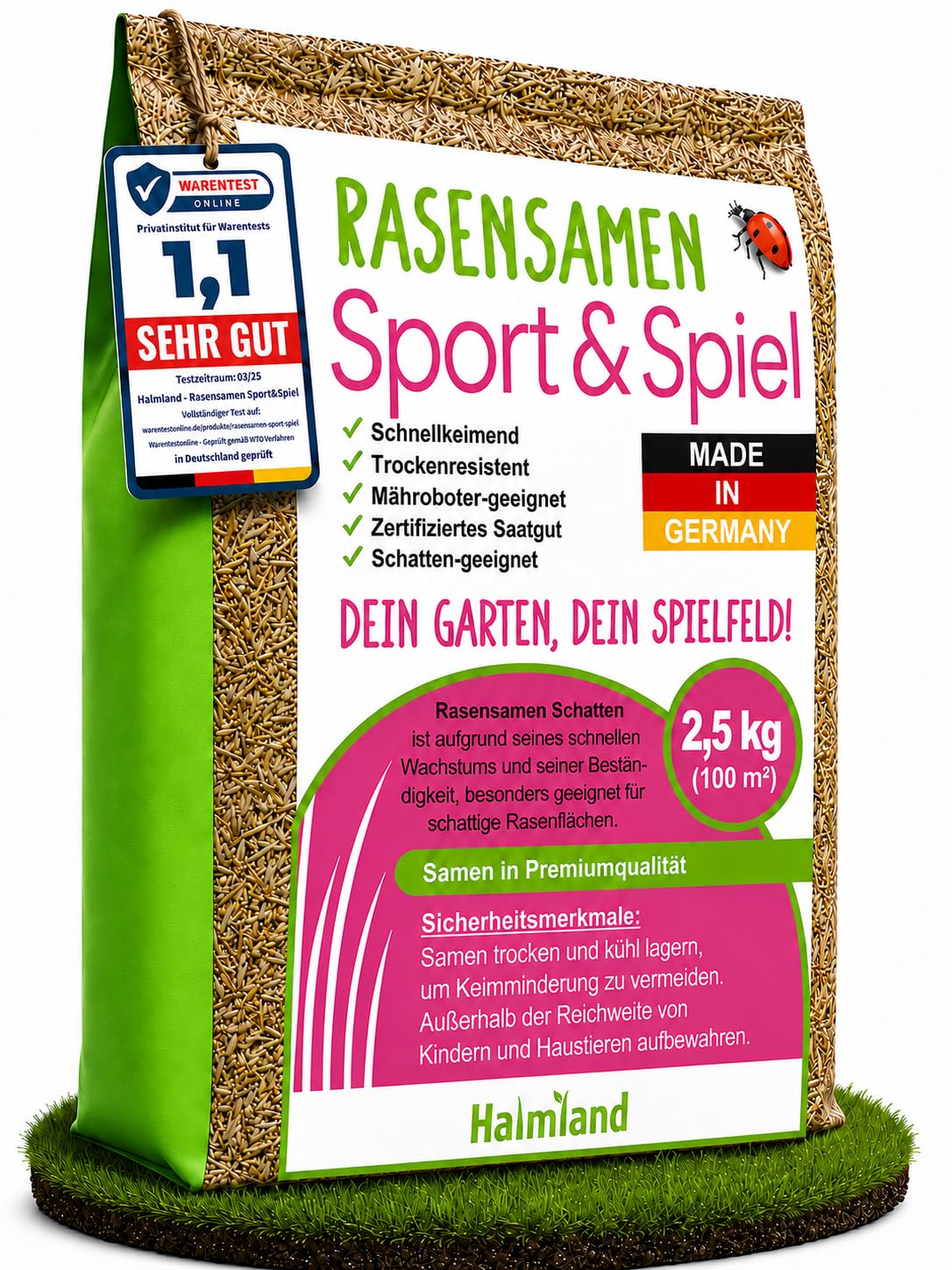 SEHR GUT getestet | Rasensamen schnellkeimend 2,5kg für 100m² | Sommer Sport und Spiel Rasen