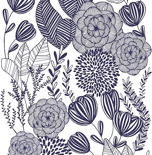 GaliGali Papel tapiz para despegar y pegar papel tapiz azul moderno floral papel tapiz autoadhesivo papel tapiz impermeable de vinilo papel de