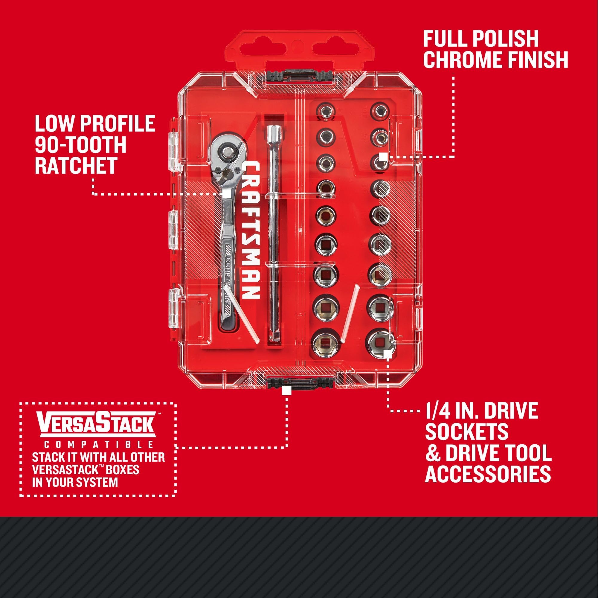 Amazon.com: CRAFTSMAN Mechanics Tool Set, 1/4 Inch Drive, 20 Piece