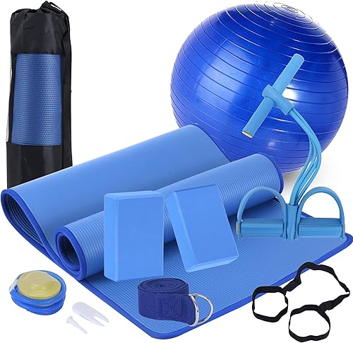 Miniatura 9 de Juego de esterillas de yoga para principiantes, esterilla de yoga con correa de transporte, bloques de yoga con correa de yoga, pelota de yoga,