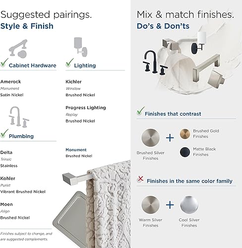 Vista 19 de Amerock BH3608226 Toallero cromado Toallero de 6-1/2 pulgadas (6.496 in) de longitud Monumento Toallero de mano para pared de baño Soporte