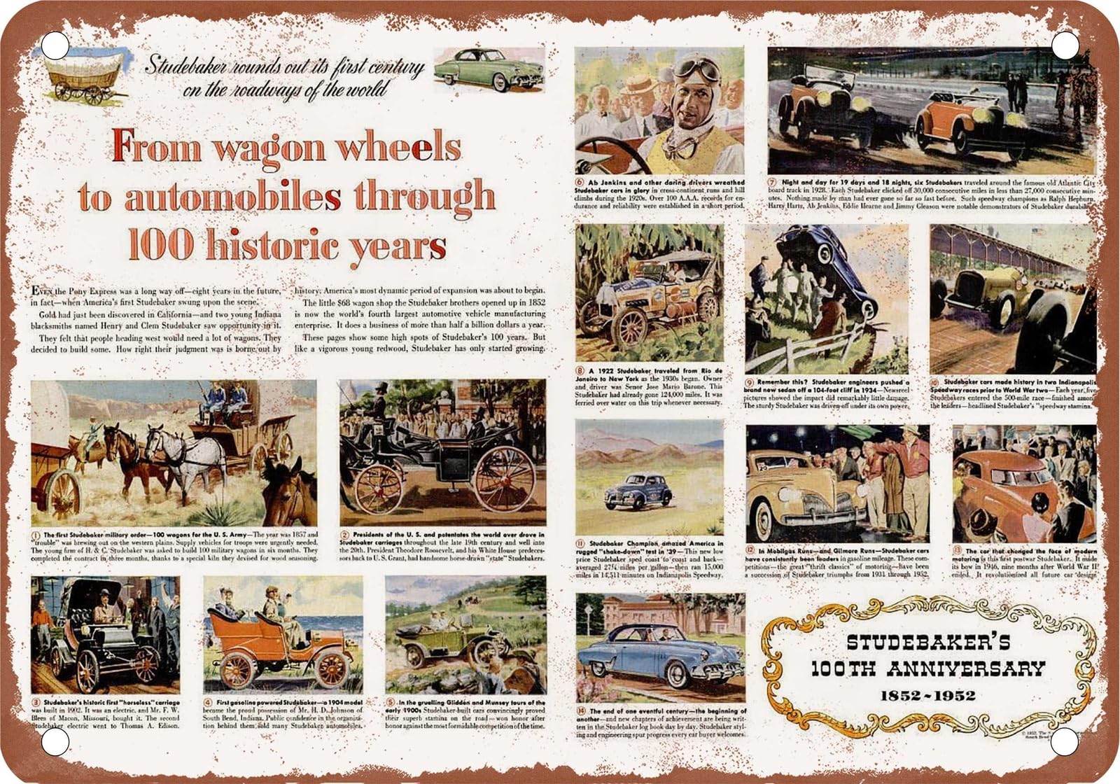 Miaomansenstore Metal Sign - 1952 Studebaker Vintage Ad 02 - Old Retro Rusty Look Home Decor