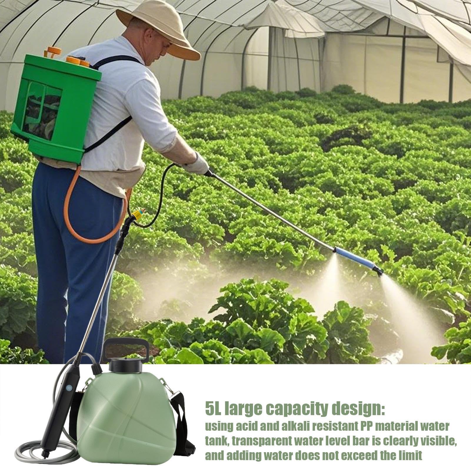 Spruzzatore Elettrico Da Giardino Per Innaffiamento Piante 5 Litri | Spruzzatore Antigoccia Da Giardinaggio Per Proprietari Agricoltori Pulitori Paesaggisti Terrazzo Giardino Fattoria Campeggio