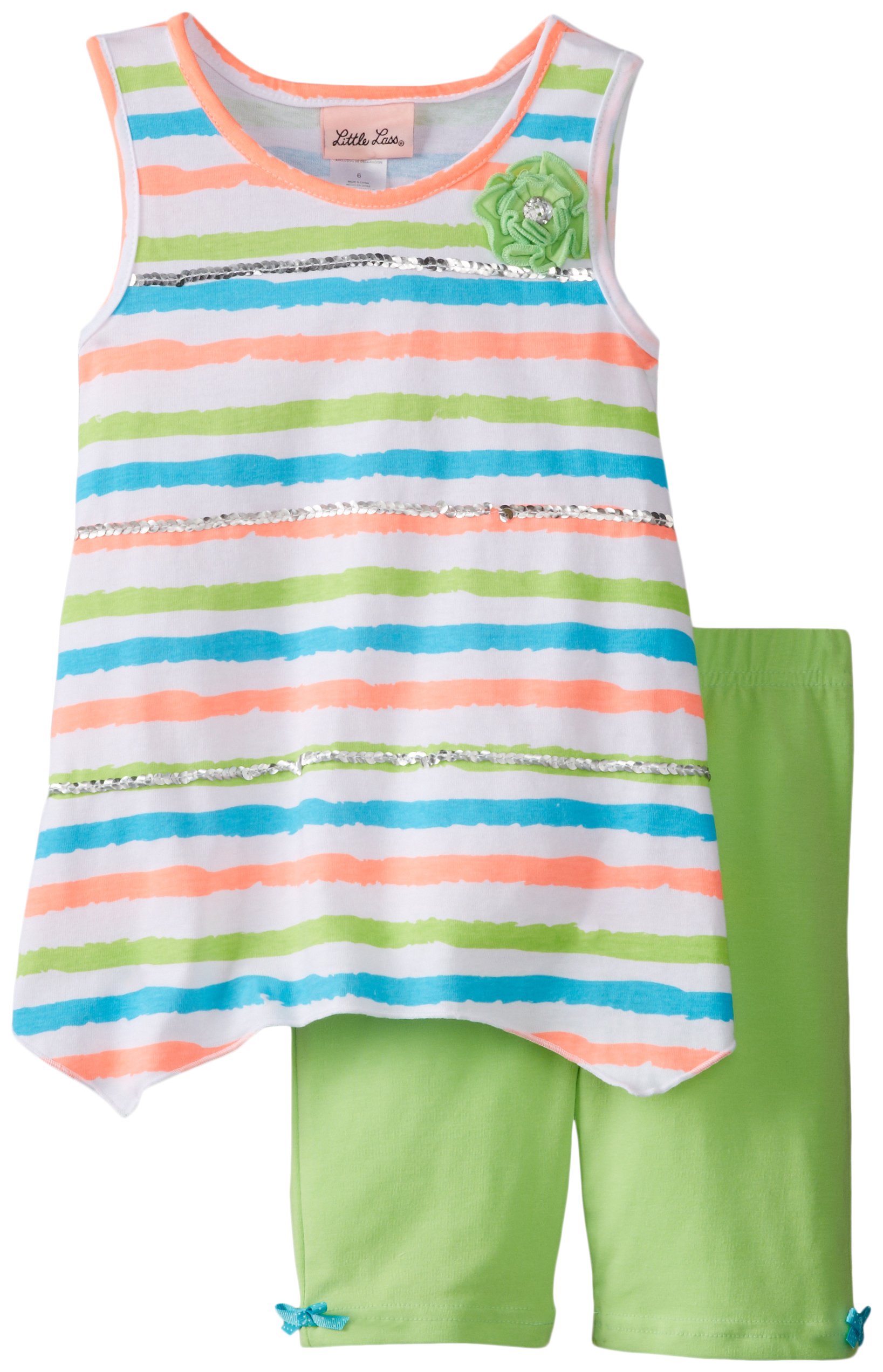 Little Lass Little Girls' Stripe Knit Short Set