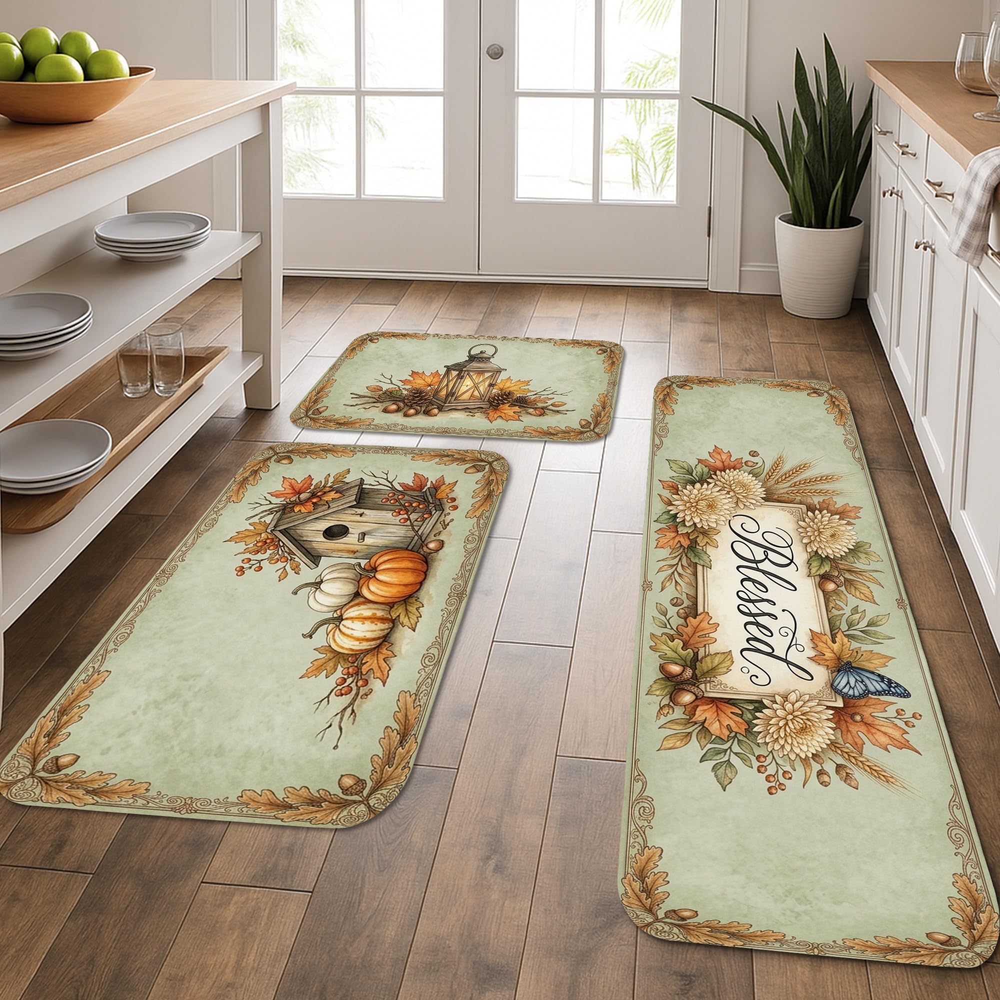 Tapis de cuisine rustiques lot de 3 tapis confortables lavables évier buanderie entrée
