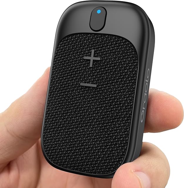 Oraolo Wearable Bluetooth Speaker, Clip-On Portable Wireless Speaker with Built-in Mic for Hands-Free Calls & Music, 18H Battery, Mini Speaker for Work, Cycling, Hiking, Running, 1 Pack