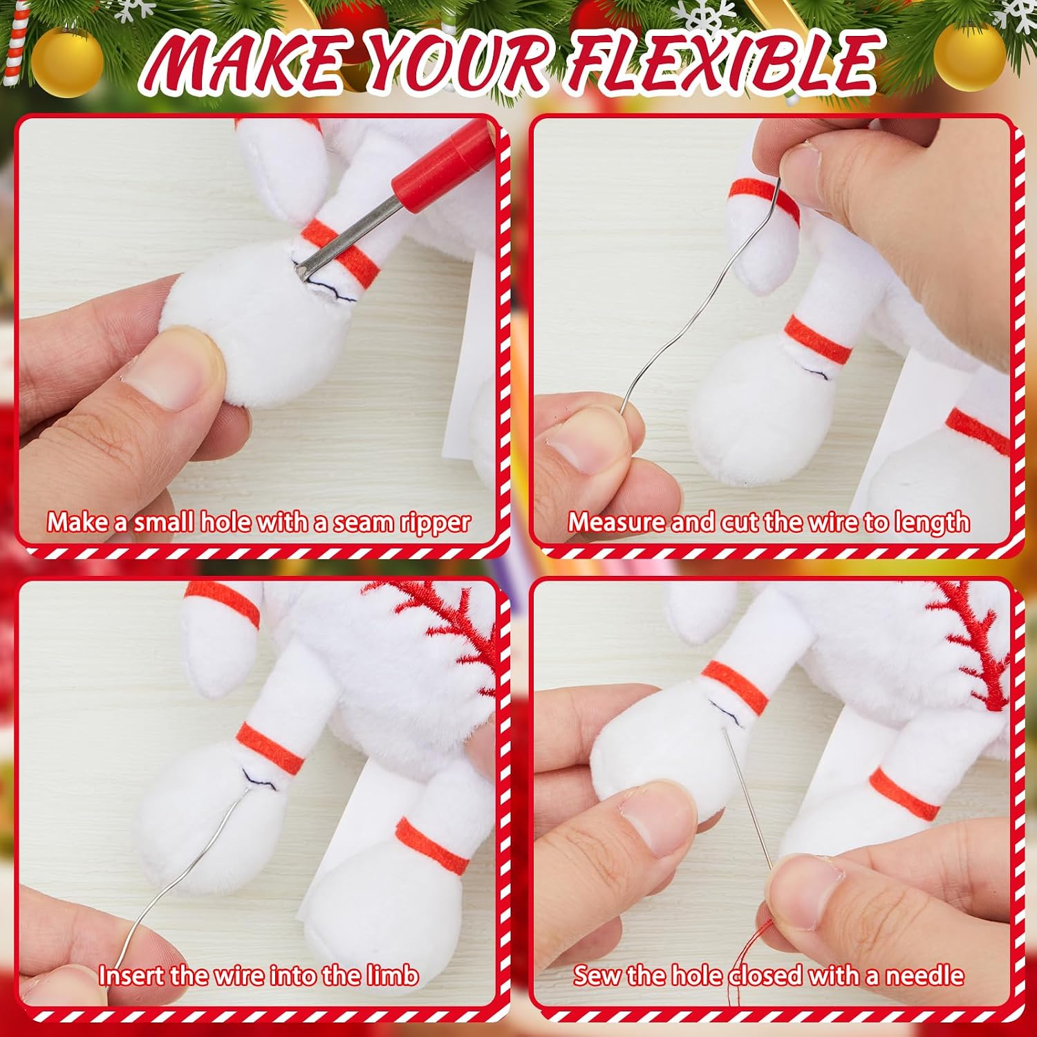 Suncalla Christmas Elf Upgrade Complete DIY Kit, Make Your Elf Flexible and Bendable, Christmas Craft Playsets Accessories Kit, Easy to Place and Make Posing
