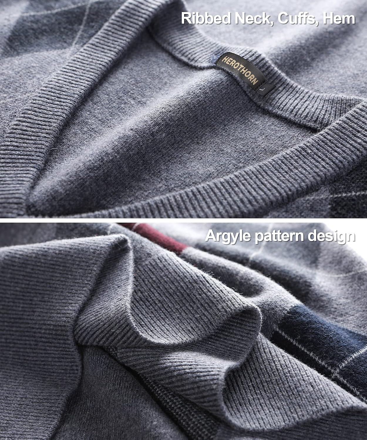 Mens Thick Argyle Sweater Vests Classic V-Neck Knitwear Sleeveless Pullover Autumn Winter Warm Tank Tops