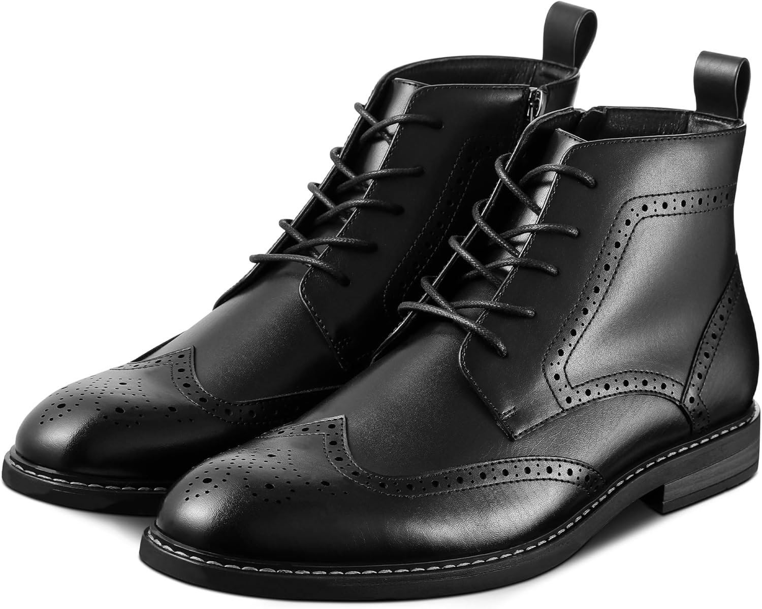 Men's Dress Boots, Wingtip Brogue Ankle Boots with Side Zipper for Business Casual M03 - Image 4