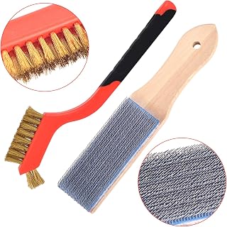 2pieces Hook and Loop Wire Cleaning Brush Include Copper Wire File Cleaning Brush and Steel Wire File Brush Carded ,for Cleaning Hook and Loop,Rug and File