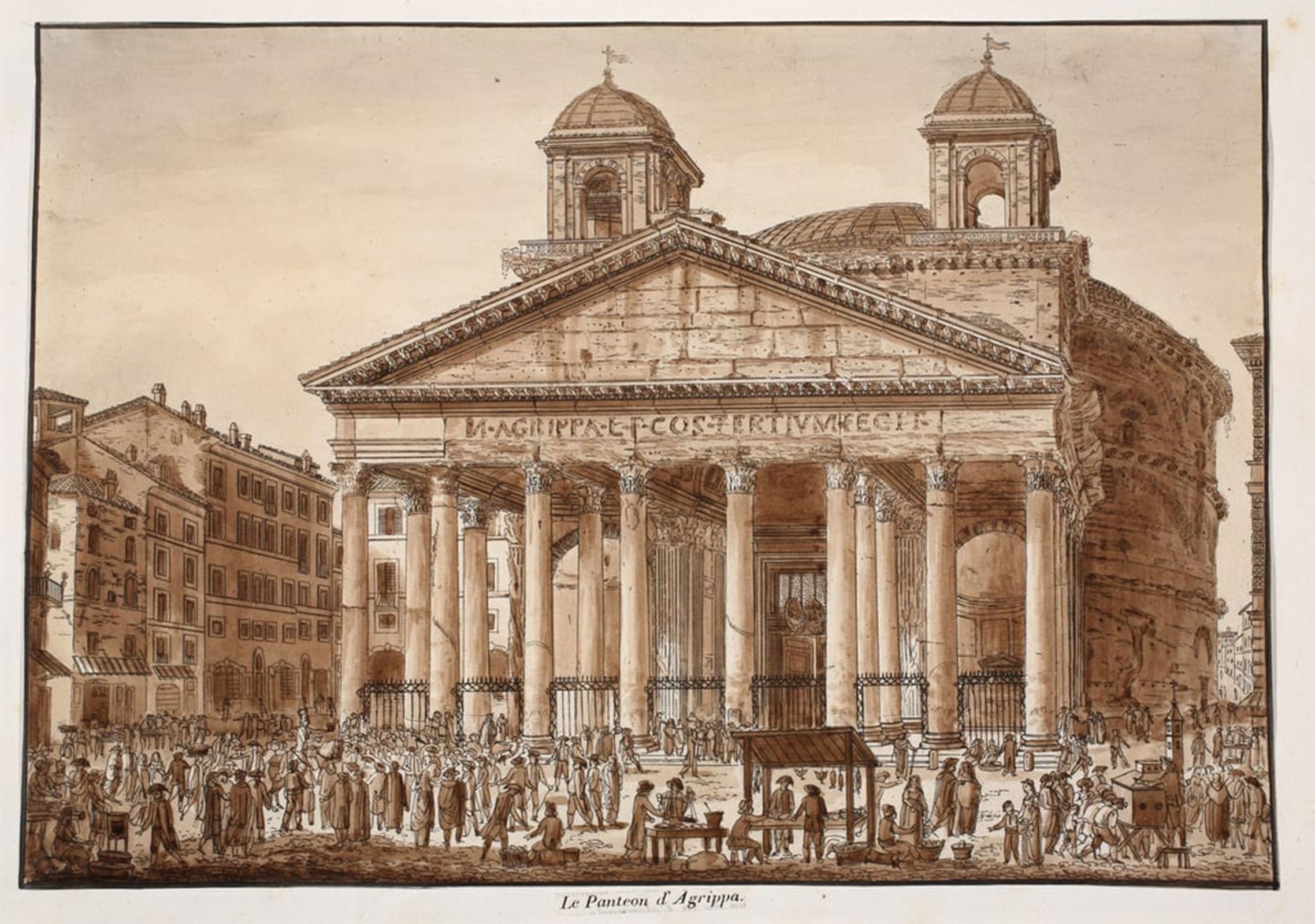 POSTERIIk Vintage Art Print Images Pictures Print the Pantheon of Agrippa by Agostino Tofanelli Modern Colour Posters for Office Home Decor 60x90cm