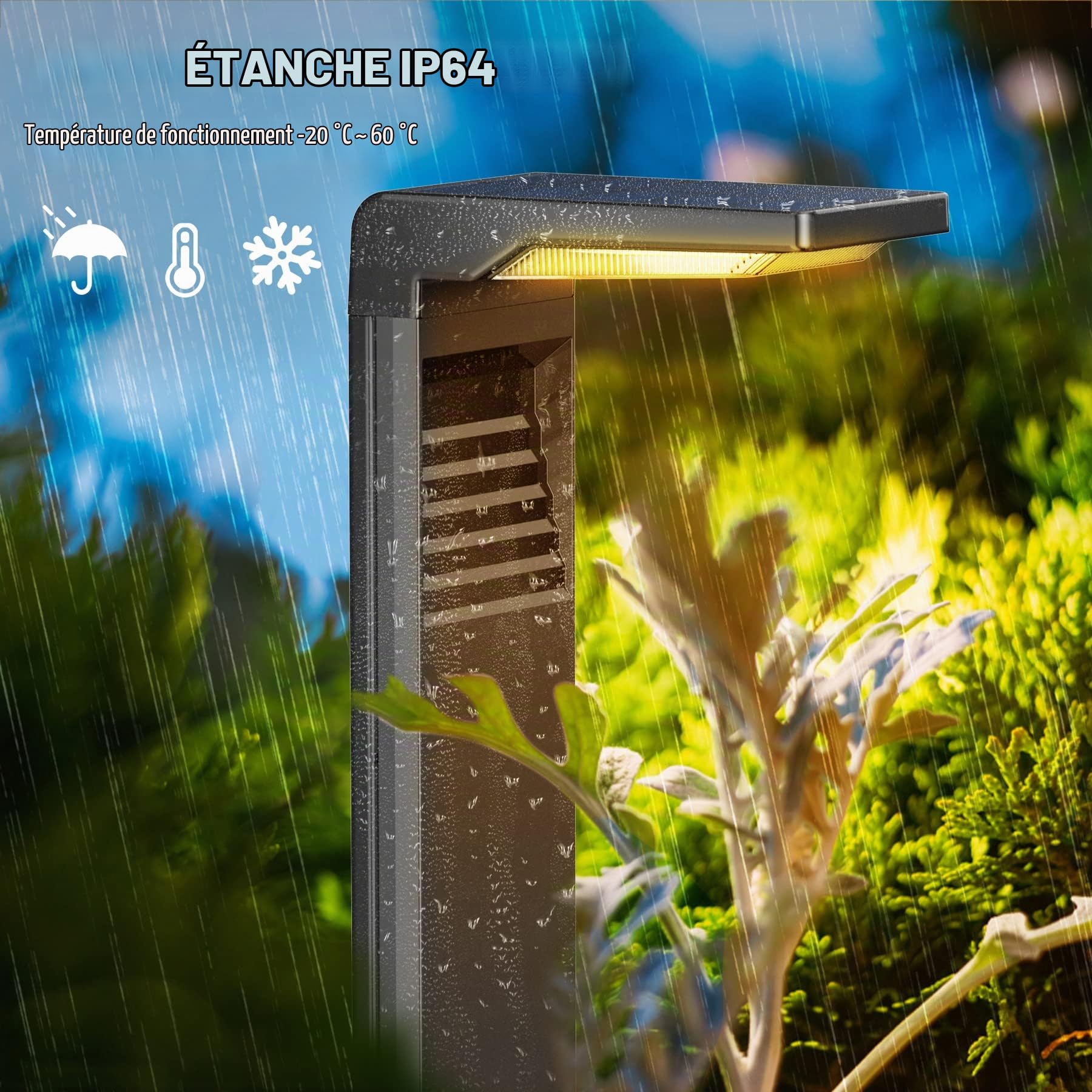 LED Outdoor Solar Light, 2 modes lumineux, chaud chemin d'éclairage solaire blanc ip64 imperméable à l'eau pour l'extérieur, arrière - Cour, jardin, pelouse éclairage 6pcs