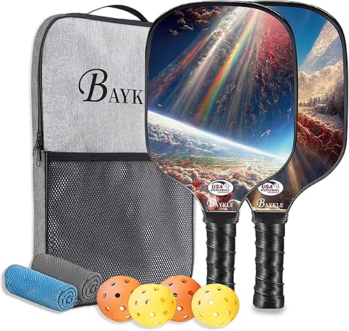 Juego de 2 palas de pickleball aprobadas por USAPA, juego de pickleball de fibra de vidrio, raquetas ligeras de pickleball, paquete de 2 con 4