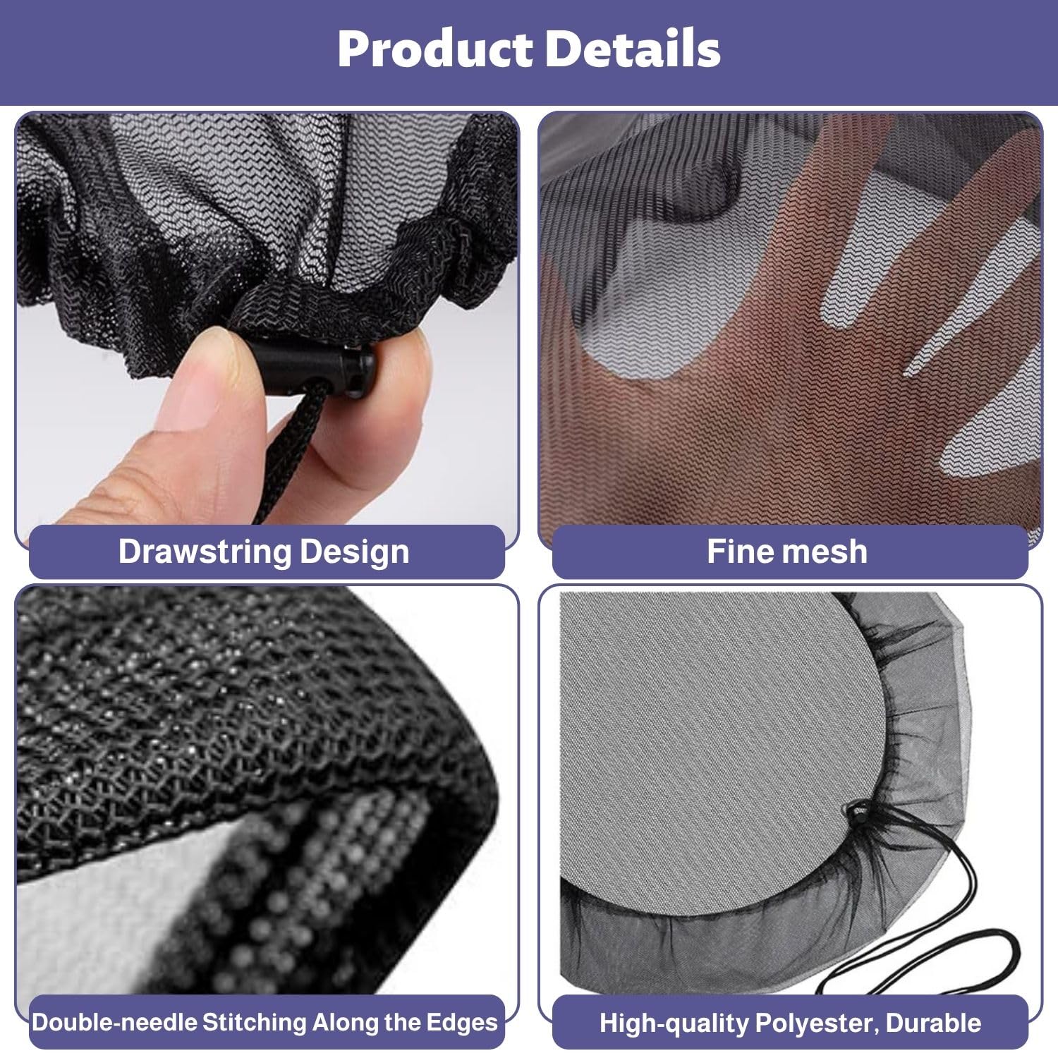 Lot de 3 filets de citerne de pluie de 100 cm - Réglable - Avec cordon de serrage - Diamètre : Protection contre les feuilles et les insectes - 3