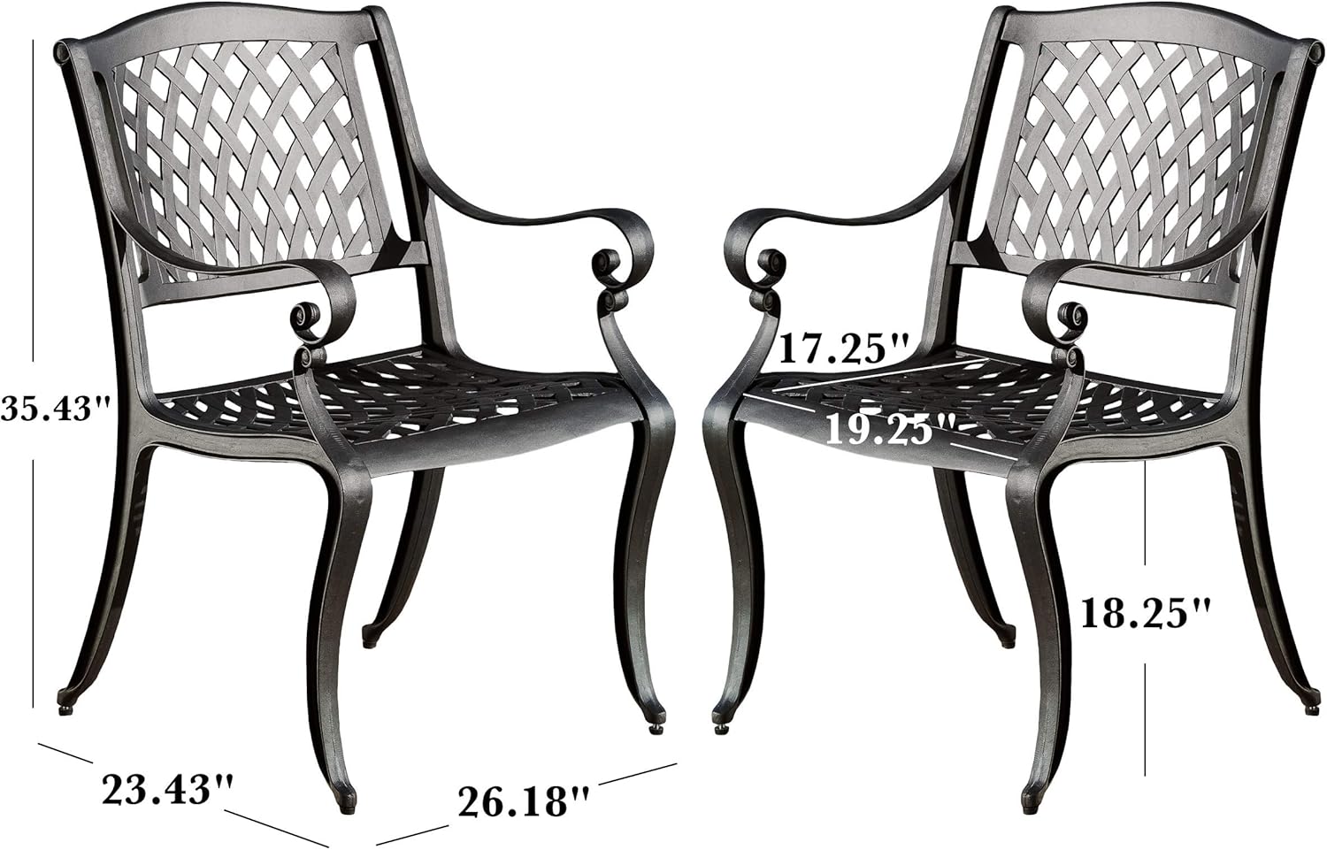 Christopher Knight Home Hallandale Outdoor Cast Aluminum Chairs, 2-Pcs Set, Antique Matte Black