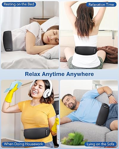 Miniatura 7 de Cinturón masajeador de espalda inalámbrico, almohadilla térmica con 2 niveles de calefacción, 3 modos de vibración, masajeador de estómago para