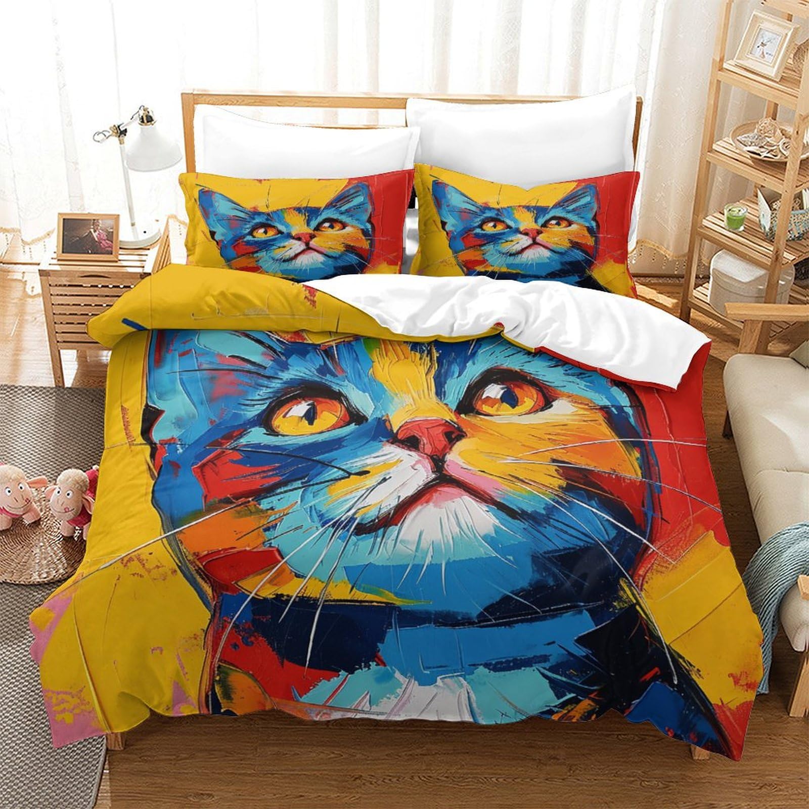 Housse de couette chat américain parure lit super king size 260x220