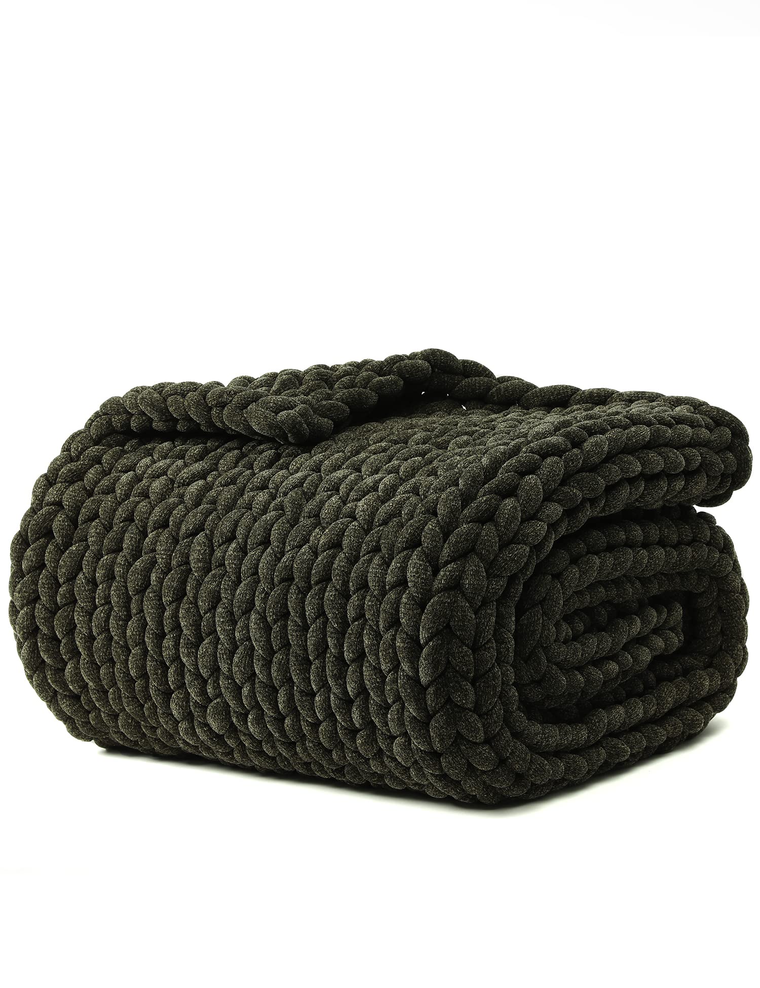 YnM Chenille Weighted Blanket, Handmade Chunky Knitted Design, Soft and Cozy, Temperature