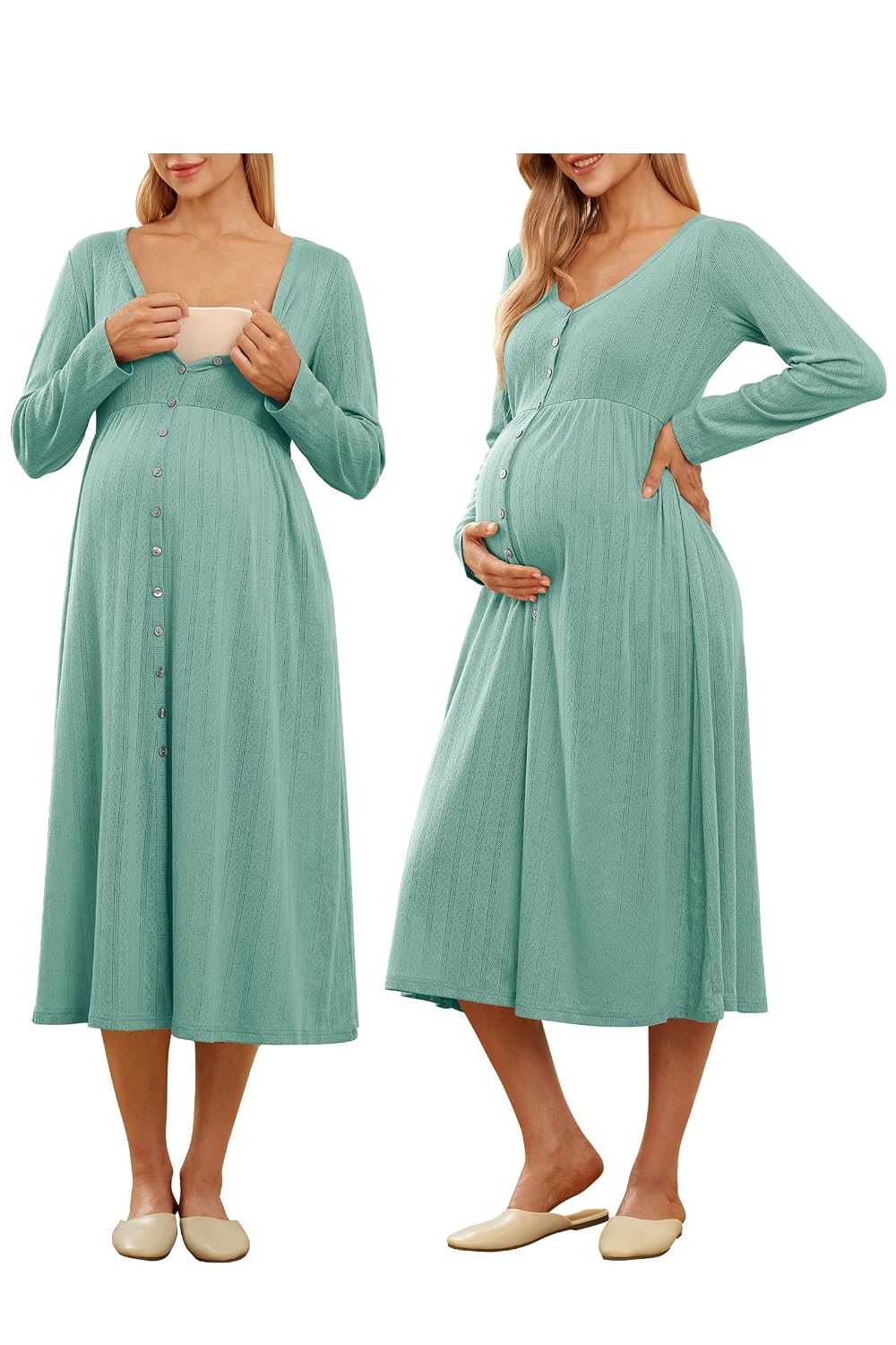 OUGES Cotton Blend Maternity Pajamas Nightgown Button Down Nursing Gown Labor Delivery Breastfeeding Dress with Pockets - Review, Price and Buying Guide