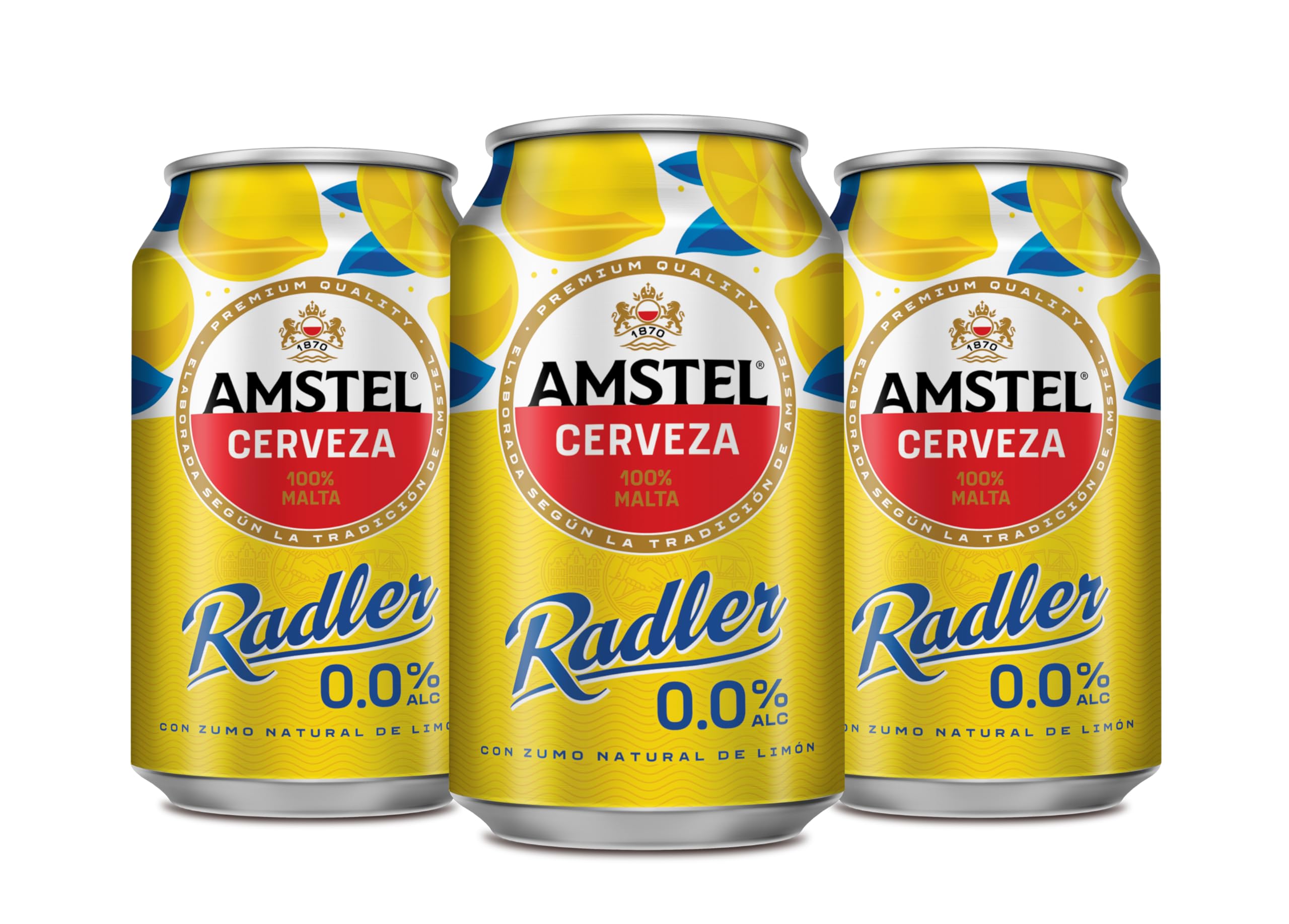 Amstel Radler 0,0 Cerveza Limon Sin Alcohol Pack Lata, 12 x 33cl