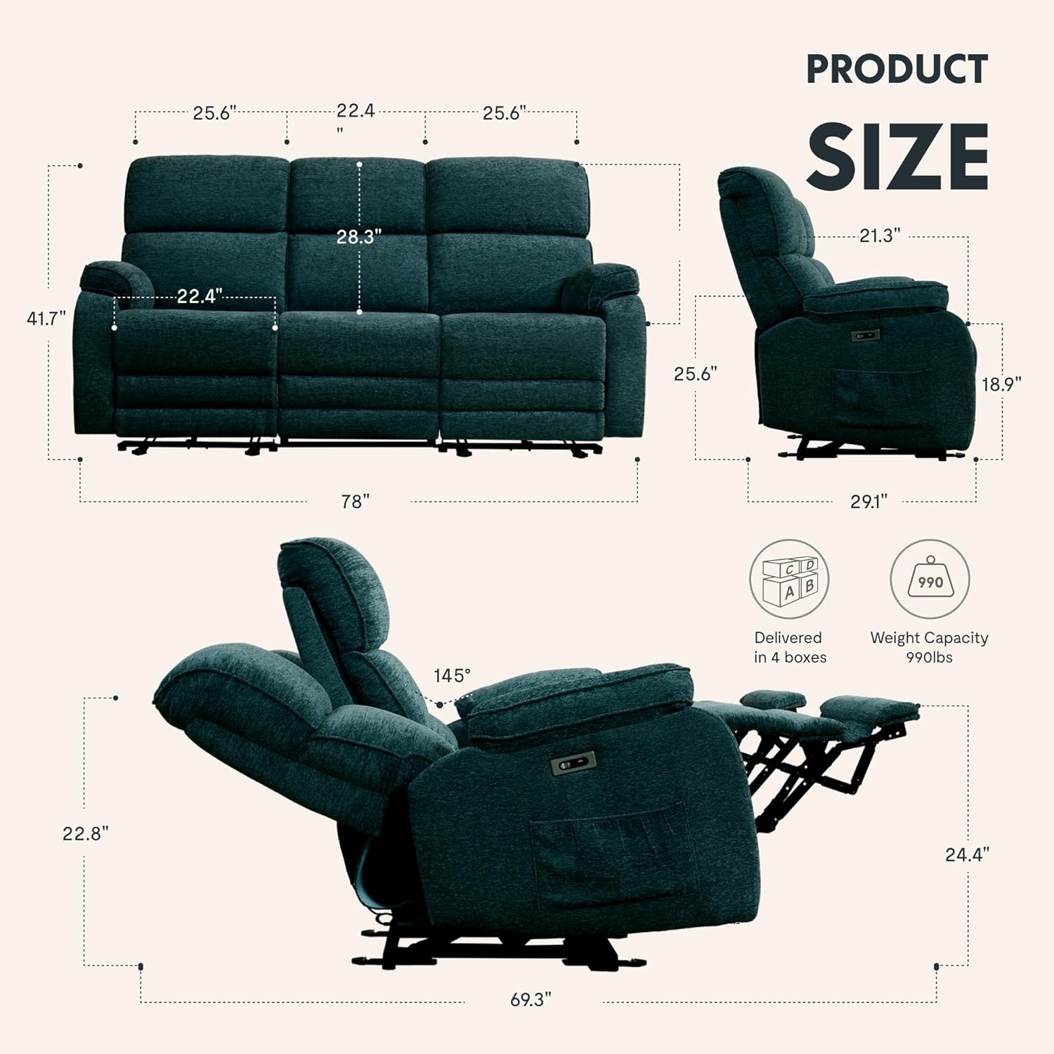FLEXISPOT XS4 sofa in zero gravity recline mode