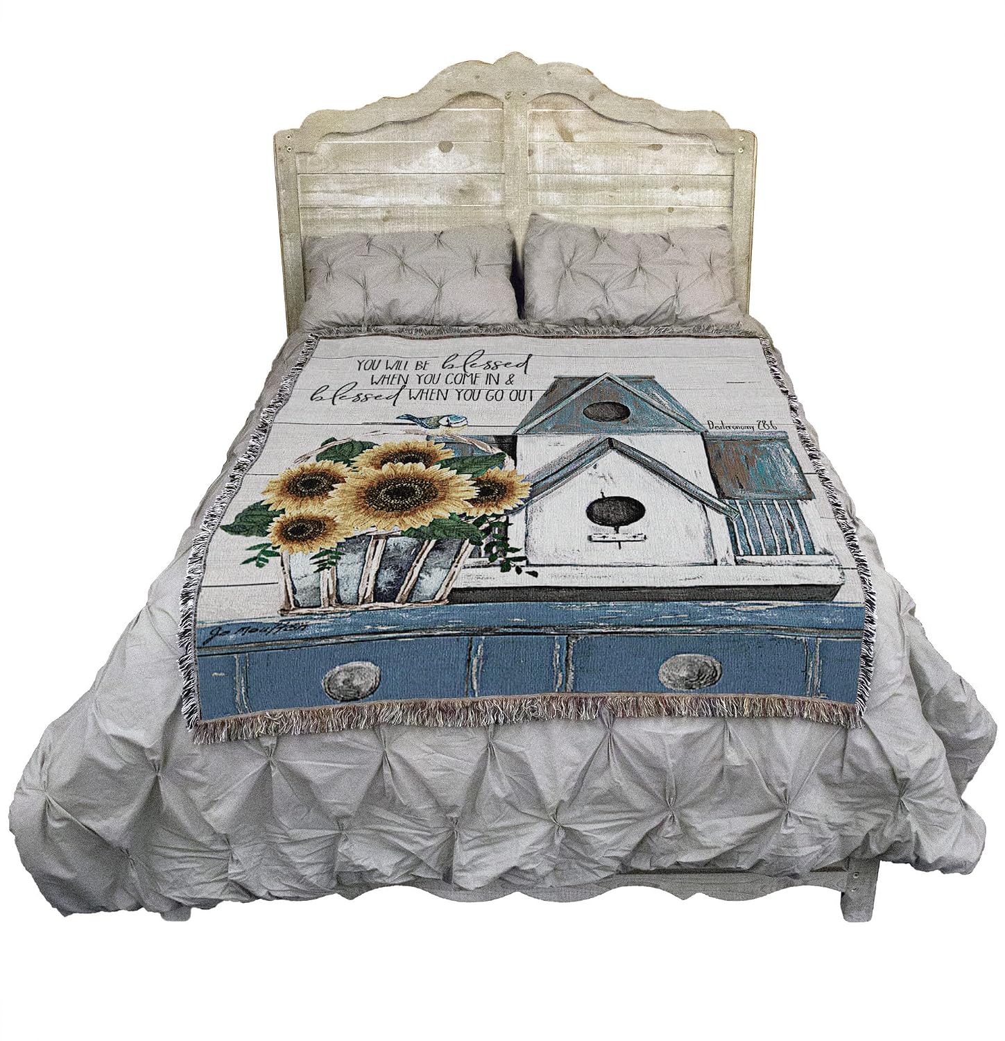 Pure Country Weavers You Will Be Blessed Blanket by Jo Moulton - Housewarming Gift Tapestry Throw Woven from Cotton - Made in the USA (72x54)