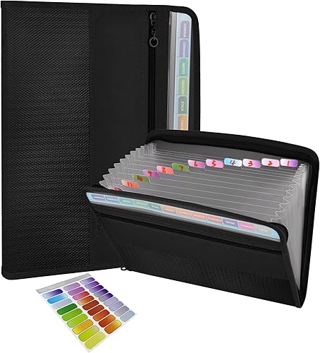 CLOUDIA Carpeta de archivos expandible de 13 bolsillos con etiquetas adhesivas, carpeta de archivos de acordeón organizador de documentos con