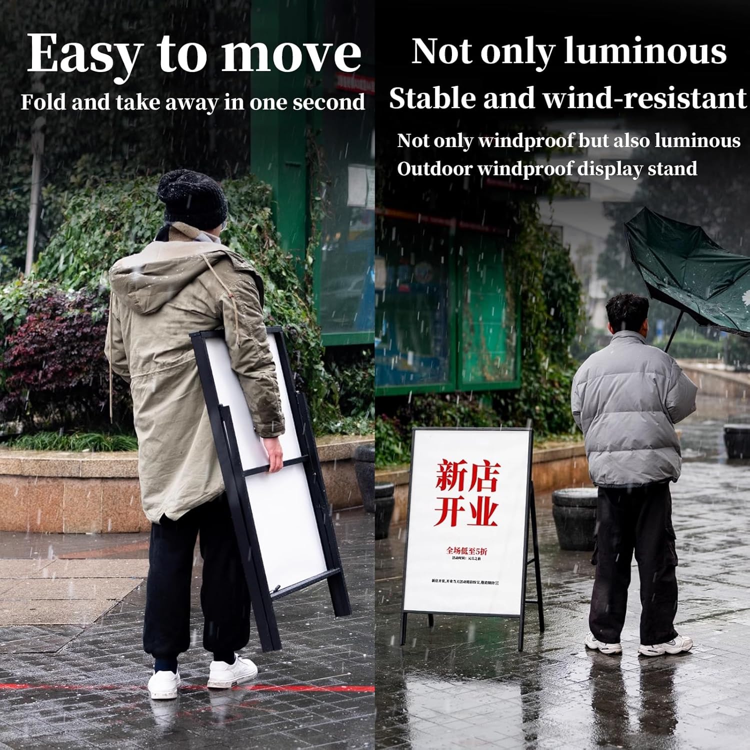 FORRTY A4 Perspex Display Stand Illuminated Poster Display LED Restaurant Menu Board Highly Transparent Glass Panel,Folding Design,Load-bearing Capacity 60kg, Can Be Directly Plugged In Or Charged(Soc