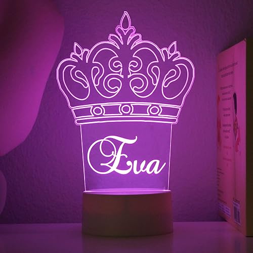 ETCHEY Luz nocturna personalizada de corona de princesa, luz nocturna de corona de princesa, habitación de niñas, decoración de dormitorio de niños,