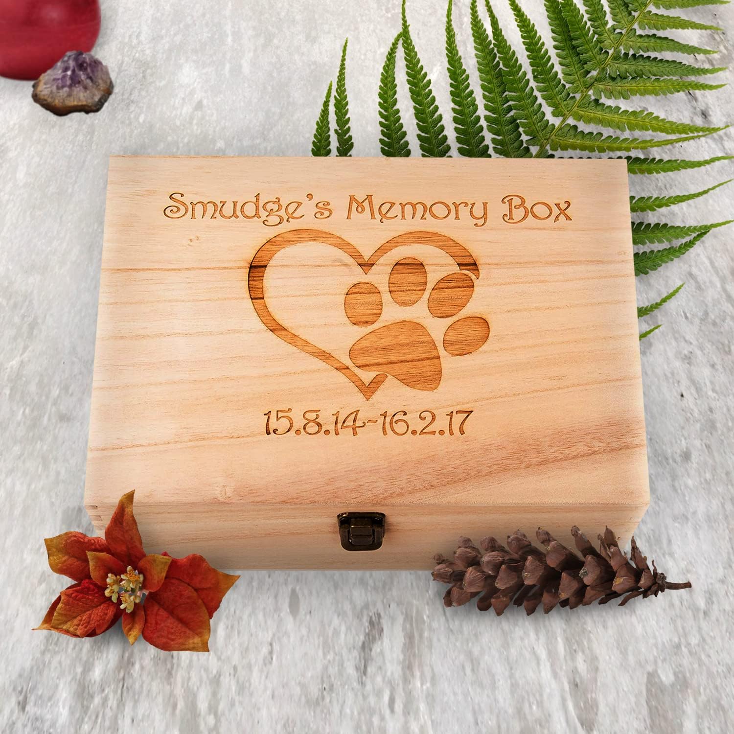 Personalised Engraved Wooden Pet Dog Memory Box Keepsake Box. Dog